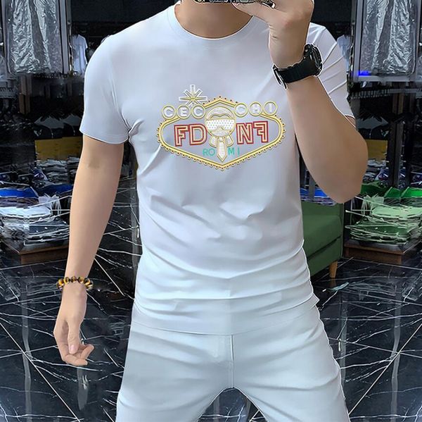 men's t-shirts designers summer new short sleeve t-shirt men's diamond letter silk cotton high grade european men's fashion b, White;black
men's t-shirts designers summer new short sleeve t-shirt men's diamond letter silk cotton high grade european men's fashion b, White;black