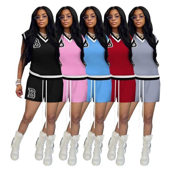 women tracksuits two pieces set designer 2023 new sleeveless thread short sleeve shorts sports suit solid color elastic b embroidery sportwe, Gray
women tracksuits two pieces set designer 2023 new sleeveless thread short sleeve shorts sports suit solid color elastic b embroidery sportwe, Gray