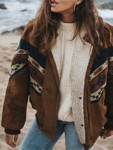 leather casual patchwork long sleeve lambswool coat loose button cotton brown striped autumn winter streetwear female 2022, Black
leather casual patchwork long sleeve lambswool coat loose button cotton brown striped autumn winter streetwear female 2022, Black