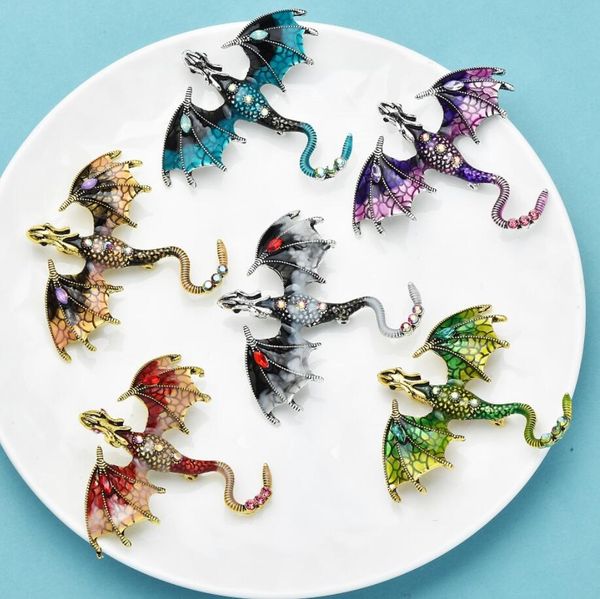 women vintage enamel cartoon fly dragon brooches pendant men rhinestone flying legand animal coat accessories brooch pins, Gray
women vintage enamel cartoon fly dragon brooches pendant men rhinestone flying legand animal coat accessories brooch pins, Gray