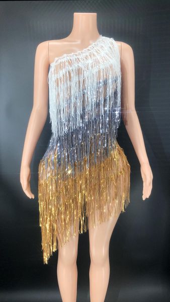 dresses shining silver grey gold fringes one shoulder dress prom party birthday celebrate evening dance costume wear plus size, White;black
dresses shining silver grey gold fringes one shoulder dress prom party birthday celebrate evening dance costume wear plus size, White;black