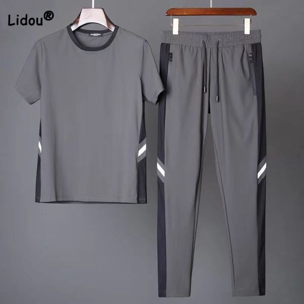 men's tracksuits trend male clothes summer short sleeve casual patchwork solid color t-shirt elastic supple fashion tracksuit men trous, Gray
men's tracksuits trend male clothes summer short sleeve casual patchwork solid color t-shirt elastic supple fashion tracksuit men trous, Gray