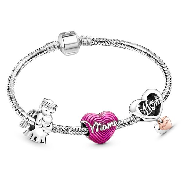 women 925 sterling silver charms bracelets set mother's holiday gift love mom pendant fit pandora designer snake chain jewelry, Golden;silver
women 925 sterling silver charms bracelets set mother's holiday gift love mom pendant fit pandora designer snake chain jewelry, Golden;silver