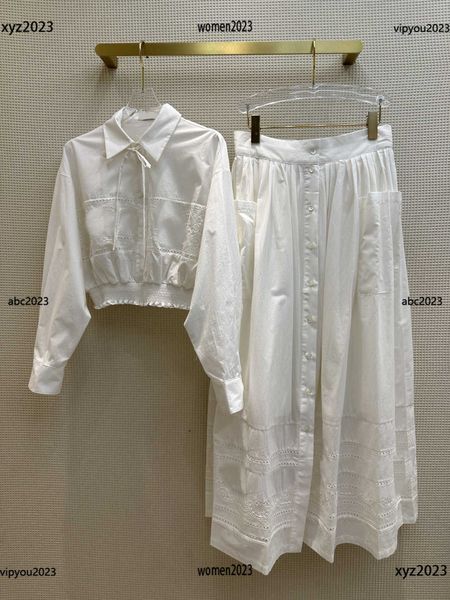 women clothes ladies dress girl sets 2pcs embroidered hollow out short shirt and half umbrella skirt summer products new arrival, White
women clothes ladies dress girl sets 2pcs embroidered hollow out short shirt and half umbrella skirt summer products new arrival, White
