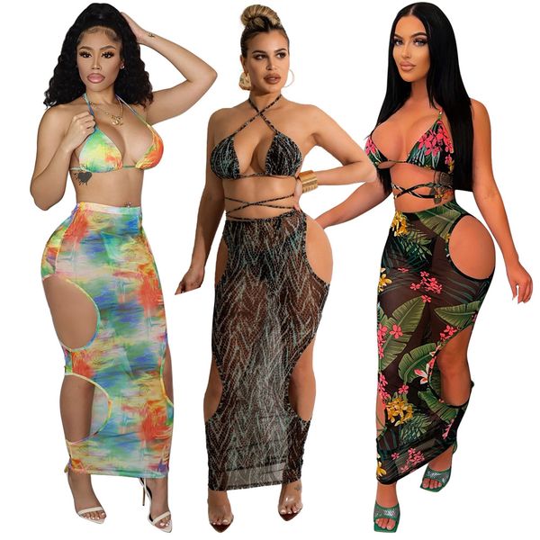 2023 designer holes swimsuits women lace-up halter bra swim briefs hollow out printing maxi skirt summer backless beach bikinis set wholesal, White;black
2023 designer holes swimsuits women lace-up halter bra swim briefs hollow out printing maxi skirt summer backless beach bikinis set wholesal, White;black