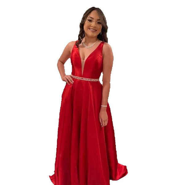 2023 formal a-line stain prom dresses women v-neck sleeveless fashion robes de soiree floor-length with belt evening party gowns, Black
2023 formal a-line stain prom dresses women v-neck sleeveless fashion robes de soiree floor-length with belt evening party gowns, Black