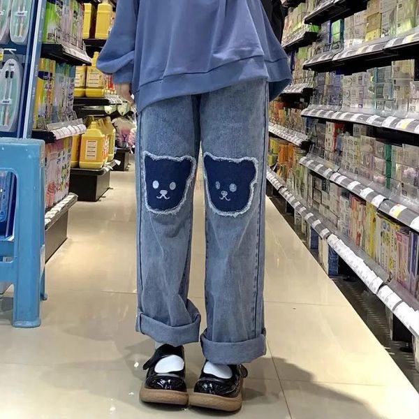 women's jeans "jeans beruang hip hop wanita celana panjang lurus anak perempuan denim pinggang tinggi longgar mode musim semi gugu, Blue
women's jeans "jeans beruang hip hop wanita celana panjang lurus anak perempuan denim pinggang tinggi longgar mode musim semi gugu, Blue