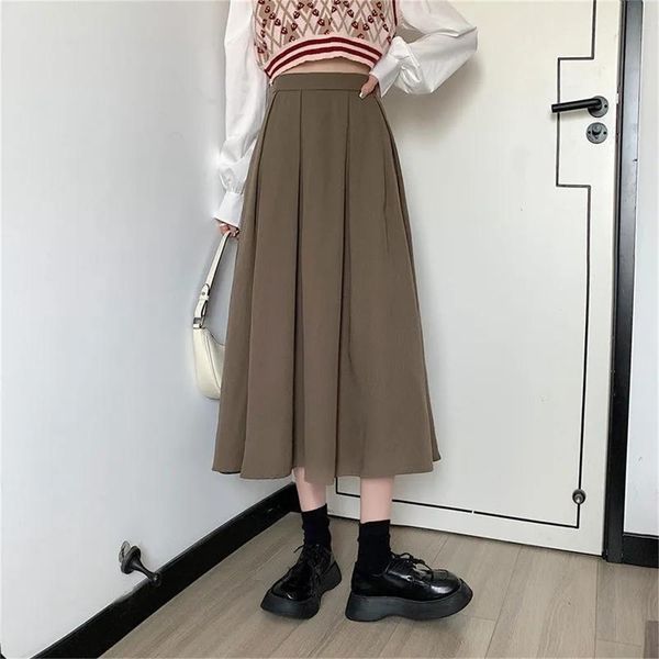 capris vintage long skirt brown 2022 autumn korean fashion high waist black midi skirt women elegant a line girls pleated skirts gray, Black;white
capris vintage long skirt brown 2022 autumn korean fashion high waist black midi skirt women elegant a line girls pleated skirts gray, Black;white