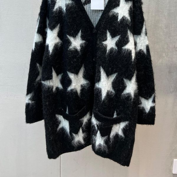 sweaters women's mohair brand knit cardigan original star jacquard design wool sweater men's famous luxury knitted jacket, White;black
sweaters women's mohair brand knit cardigan original star jacquard design wool sweater men's famous luxury knitted jacket, White;black
