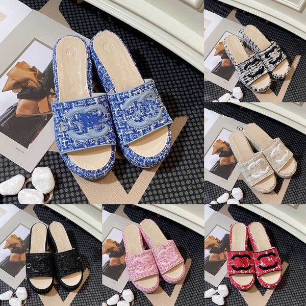 2023 women paris slippers designer plaid tweed fabric embroidery letters c beach casual slides flip flops ladies platform thick bottom incre, Black
2023 women paris slippers designer plaid tweed fabric embroidery letters c beach casual slides flip flops ladies platform thick bottom incre, Black