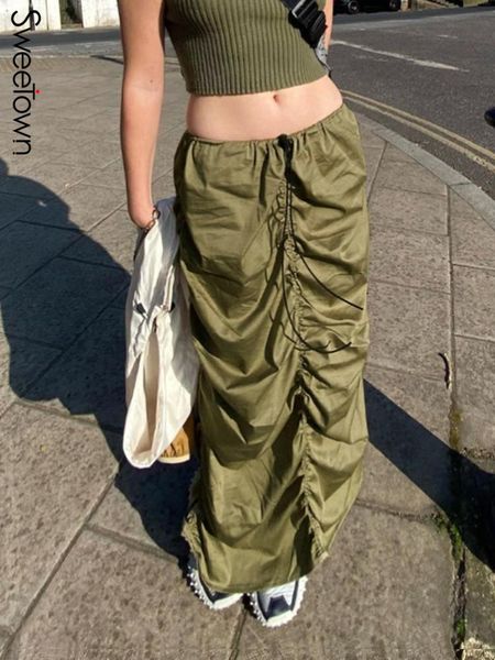 dresses sweetown shirring drawstring low waist casual midi skirts womens retro green vintage hippie clothes black baggy streetwear skirt, White;black
dresses sweetown shirring drawstring low waist casual midi skirts womens retro green vintage hippie clothes black baggy streetwear skirt, White;black