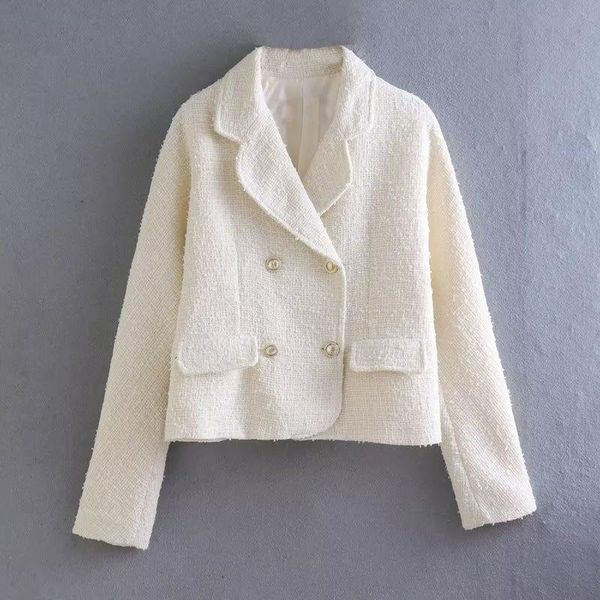 pants wxwt autumn women solid tweed textured cropped blazer long sleeve double breasted jacket coat female chic xx8913, White
pants wxwt autumn women solid tweed textured cropped blazer long sleeve double breasted jacket coat female chic xx8913, White