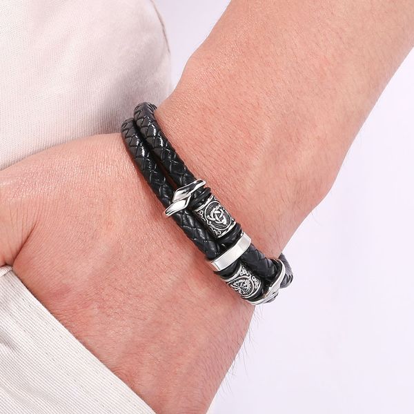 popular design double layered leather bracelet stainless steel beads bracelets jewelry for gift, Golden;silver
popular design double layered leather bracelet stainless steel beads bracelets jewelry for gift, Golden;silver