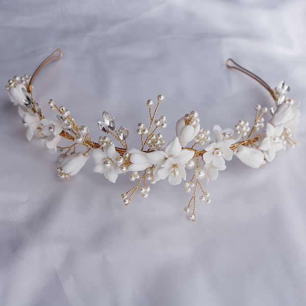 wedding tiara crown white ceramic floral bridal hairband pearls jewelry handmade women prom crowns, Silver
wedding tiara crown white ceramic floral bridal hairband pearls jewelry handmade women prom crowns, Silver