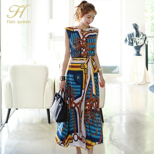 pants h han queen runway print 2 pieces set women print sleeveless blouses and laceup mid skirt korean chic office lady suit, White
pants h han queen runway print 2 pieces set women print sleeveless blouses and laceup mid skirt korean chic office lady suit, White