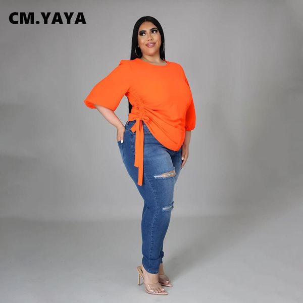 t-shirt cm.yaya women plus size solid nine quarter sleeve oneck draw string loose tshirts fashion casual streetwear summer 2021, Black
t-shirt cm.yaya women plus size solid nine quarter sleeve oneck draw string loose tshirts fashion casual streetwear summer 2021, Black