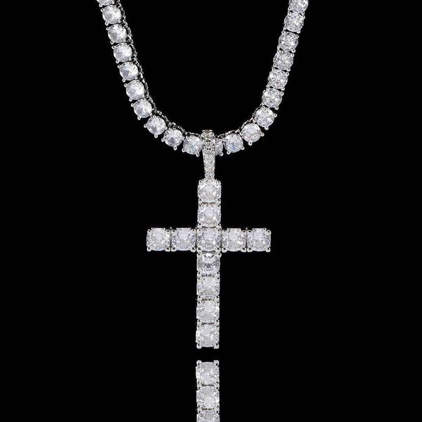 necklace moissanite chain Pendant Cross Hip Hop Vvs Moissanite Diamond Tennis Chain 925 Silver for Women Men Jewelry