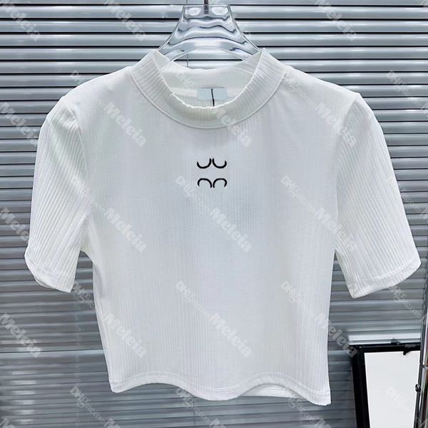 classic embroidery women knits solid color short tees for lady cotton knitted designer womens short sleeve t shirts, White
classic embroidery women knits solid color short tees for lady cotton knitted designer womens short sleeve t shirts, White