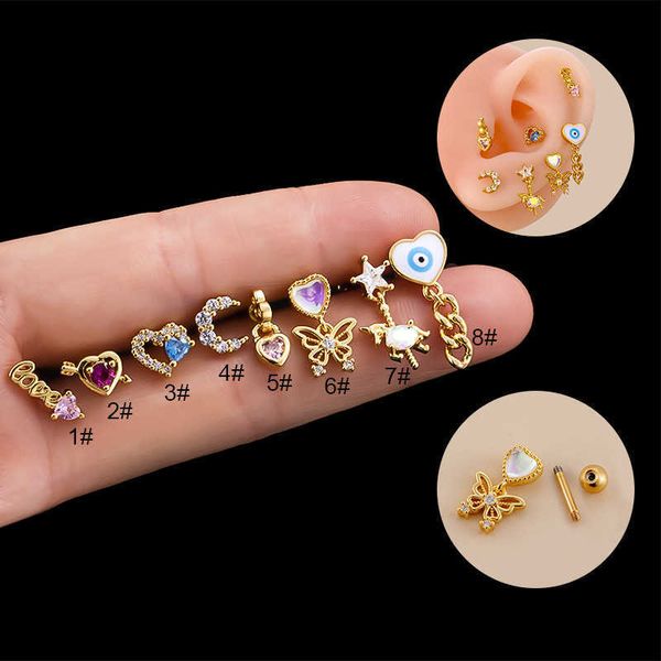 moon love butterfly pendant cz zircon earbone nail stainless steel double head screw back earring studs thick rod cartilage puncture earnail, Silver
moon love butterfly pendant cz zircon earbone nail stainless steel double head screw back earring studs thick rod cartilage puncture earnail, Silver