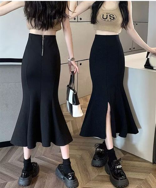 black multi-size fishtail skirt women's new long high waist slim split ruffled hip skirt elegant/s-xl
black multi-size fishtail skirt women's new long high waist slim split ruffled hip skirt elegant/s-xl