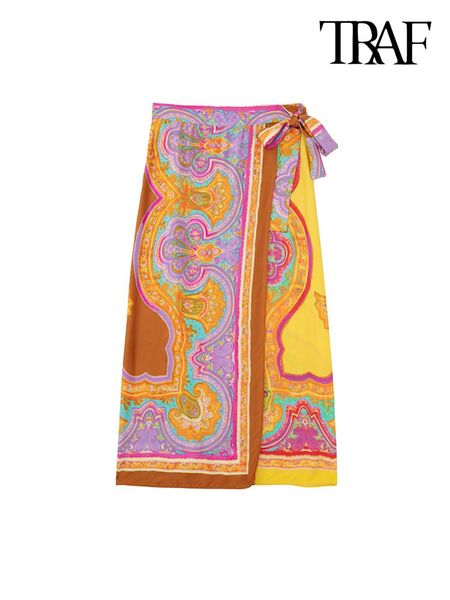 skirts traf women fashion front slit printed wrap midi sarong skirt vintage high waist with bow tied female skirts mujer 230427, Black
skirts traf women fashion front slit printed wrap midi sarong skirt vintage high waist with bow tied female skirts mujer 230427, Black
