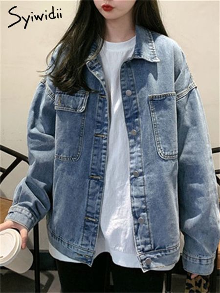 women's jackets syiwidii denim jacket for women loose single breasted turn down collar long sleeve jacket korean fashion streetwear coa, Black;brown
women's jackets syiwidii denim jacket for women loose single breasted turn down collar long sleeve jacket korean fashion streetwear coa, Black;brown