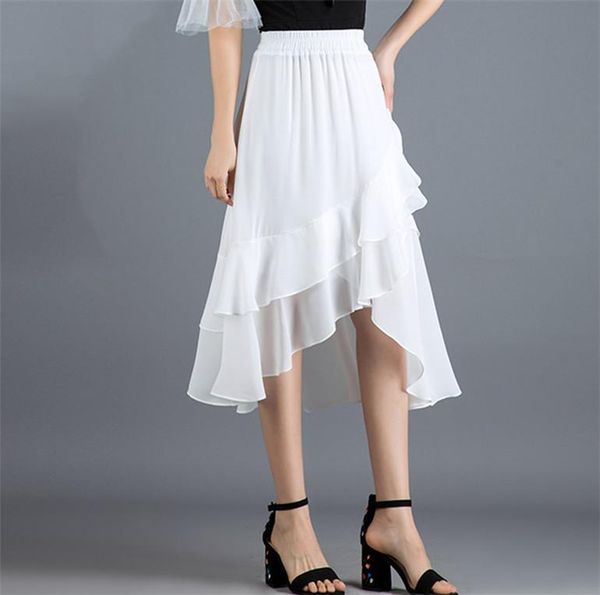 dresses new 2022 candy color chiffon ruffle skirt women korean asymmetrical high waist long skirt elegant ladies mermaid skirt, White;black
dresses new 2022 candy color chiffon ruffle skirt women korean asymmetrical high waist long skirt elegant ladies mermaid skirt, White;black