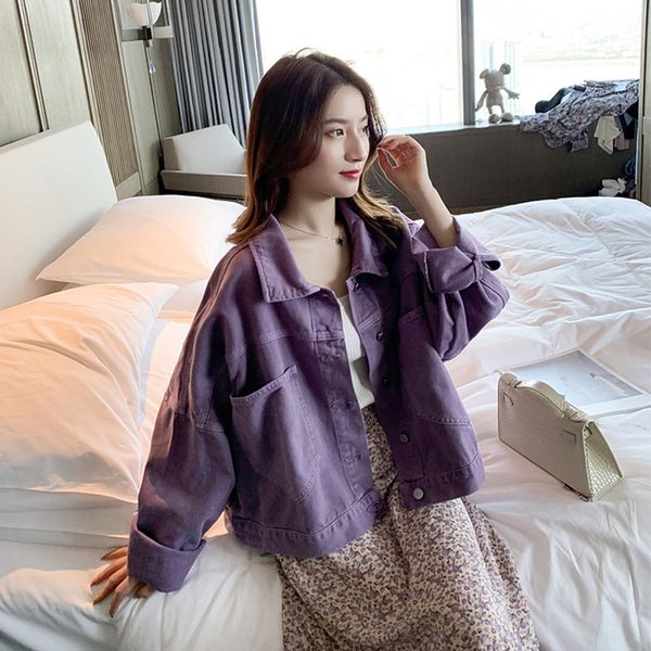 women's jackets purple loose denim short jacket women spring korean fashion casual cropped coat harajuku retro single-breasted streetwe, Black;brown
women's jackets purple loose denim short jacket women spring korean fashion casual cropped coat harajuku retro single-breasted streetwe, Black;brown