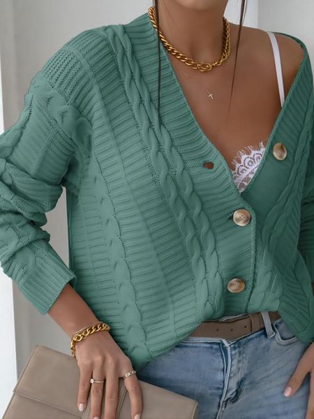 sweaters women's knitted cardigan green button vneck long sleeve autumn oversize sweater vintage casual beige cardigan for women 2022, White;black
sweaters women's knitted cardigan green button vneck long sleeve autumn oversize sweater vintage casual beige cardigan for women 2022, White;black
