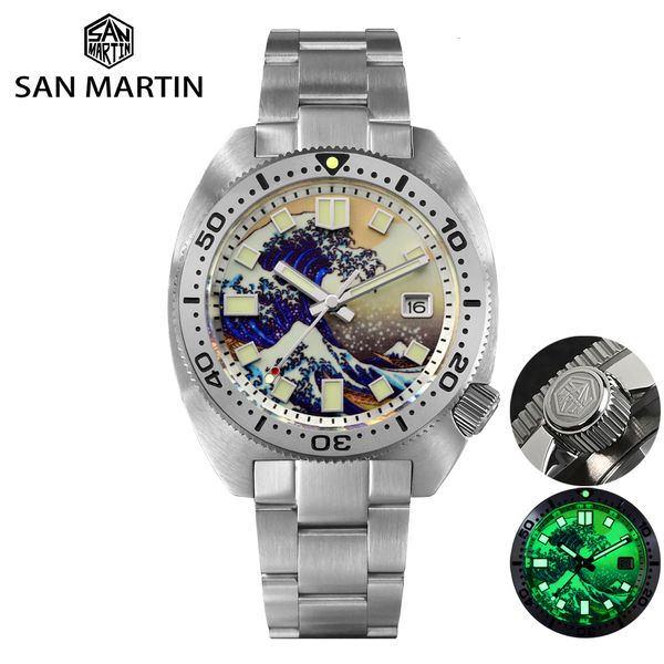 wristwatches san martin men diver watch 6105 turtle nh35 mop wave kanagawa surfing dial bracelet automatic mechanical luxury watches 20bar 2, Slivery;brown
wristwatches san martin men diver watch 6105 turtle nh35 mop wave kanagawa surfing dial bracelet automatic mechanical luxury watches 20bar 2, Slivery;brown