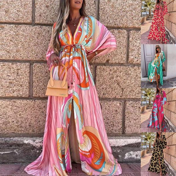 dresses summer boho long dress v neck half sleeve loose dress fashion printed holiday beach dress female button laceup tunic dress, Black;gray
dresses summer boho long dress v neck half sleeve loose dress fashion printed holiday beach dress female button laceup tunic dress, Black;gray
