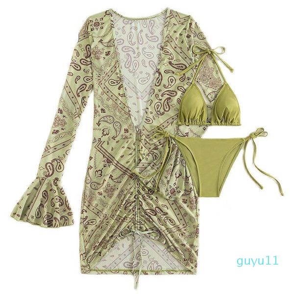 women's swimwear rumeng 2023 green print swimsuit bandage bikini beach skirt suit, White;black
women's swimwear rumeng 2023 green print swimsuit bandage bikini beach skirt suit, White;black