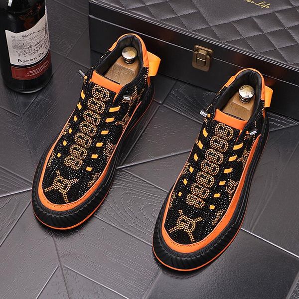 british designer wedding dress party shoes fashion breathable casual outdoor leather sneakers round toe thick bottom business driving walkin, Black