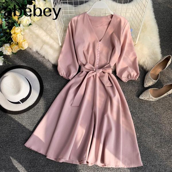 dresses spring summer 2022 women dress solid vneck three quarter sleeve vestidos chic sashes high waist kneelength robe 43082, Black;gray
dresses spring summer 2022 women dress solid vneck three quarter sleeve vestidos chic sashes high waist kneelength robe 43082, Black;gray