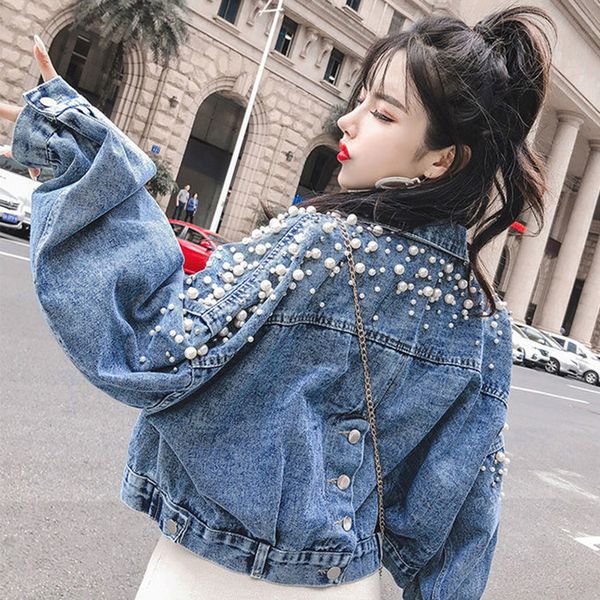 women's jackets rimocy pearls long sleeve crop jacket women autumn turn down collar loose short coat woman single-breasted jeans jacket, Black;brown
women's jackets rimocy pearls long sleeve crop jacket women autumn turn down collar loose short coat woman single-breasted jeans jacket, Black;brown