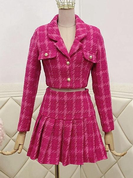 dress fall small fragrance vintage tweed two piece set women crop woolen short jacket coat + mini skirts sets sweet 2 piece suits, White
dress fall small fragrance vintage tweed two piece set women crop woolen short jacket coat + mini skirts sets sweet 2 piece suits, White