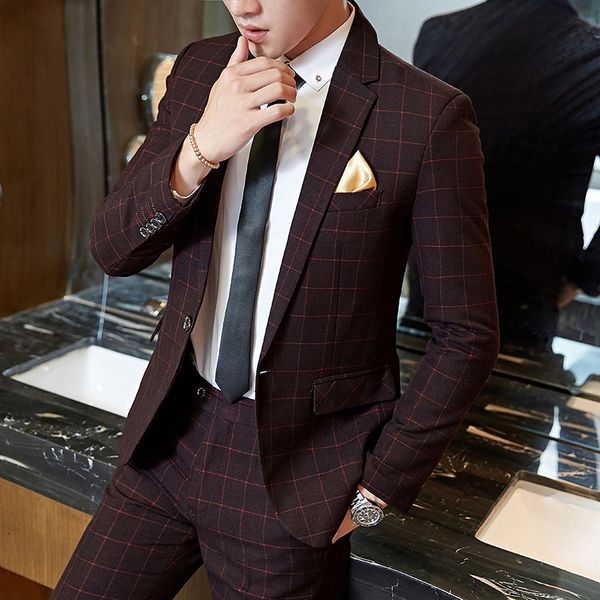 men's suits blazers 2 pces set high-end formal business social office mens slim blazers stripes plaid groom married wedding dress male, White;black
men's suits blazers 2 pces set high-end formal business social office mens slim blazers stripes plaid groom married wedding dress male, White;black