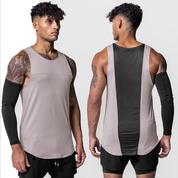 men' tank sports vest casual quick dry breathable stitching loose training sleeveless tshirt 230426, White;black
men' tank sports vest casual quick dry breathable stitching loose training sleeveless tshirt 230426, White;black