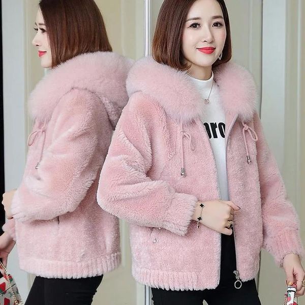 fur faux fur sheep shearing jacket fur collar hooded zipper short coat women autumn winter thick warm lambswool outerwear female, Black
fur faux fur sheep shearing jacket fur collar hooded zipper short coat women autumn winter thick warm lambswool outerwear female, Black