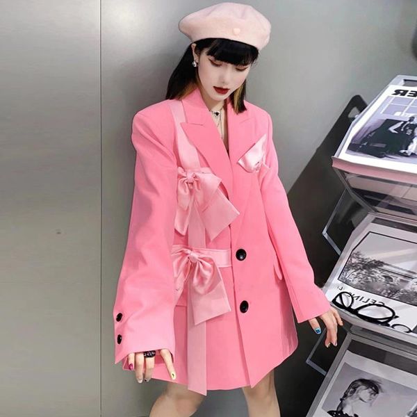pants spring autumn sweet new pink blazer women's fashion loose bow slim suit female midlength, White
pants spring autumn sweet new pink blazer women's fashion loose bow slim suit female midlength, White