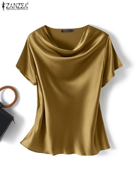 t-shirt zanzea 2022 women summer blouses stylish satin short sleeve blusas female o neck casual home wear tunic oversized chemise, White
t-shirt zanzea 2022 women summer blouses stylish satin short sleeve blusas female o neck casual home wear tunic oversized chemise, White