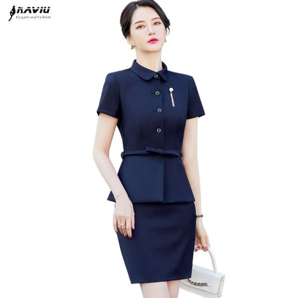 pants naviu short sleeve suits uniform women summer new thin professional temperament ol slim blazer and skirt office ladies work wear, White
pants naviu short sleeve suits uniform women summer new thin professional temperament ol slim blazer and skirt office ladies work wear, White