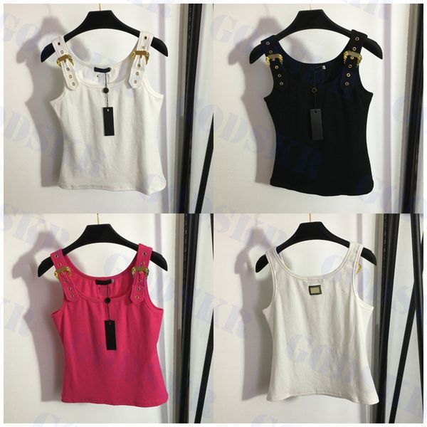 luxury womens letter metal button tank new ladies t shirt tanks three colors, White
luxury womens letter metal button tank new ladies t shirt tanks three colors, White