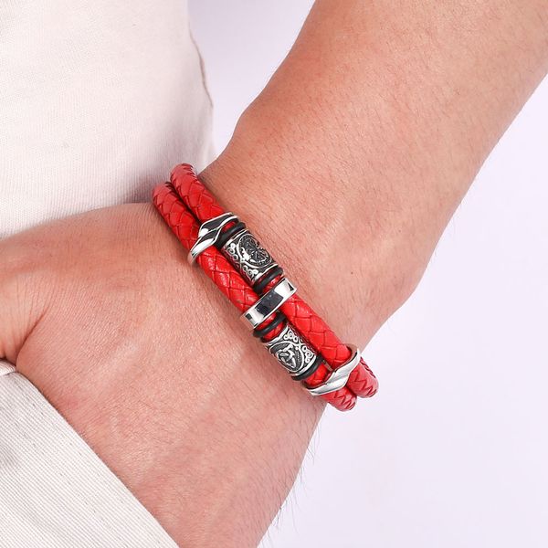 viking style double layered leather bracelet stainless steel beads bracelets for men, Golden;silver
viking style double layered leather bracelet stainless steel beads bracelets for men, Golden;silver
