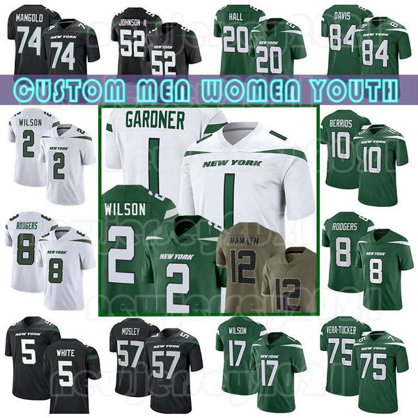 8 aaron rodgers zach wilson sauce gardner football jersey garrett wilson breece hall alijah vera-tucker jermaine johnson ii braxton berrios, Black;red
8 aaron rodgers zach wilson sauce gardner football jersey garrett wilson breece hall alijah vera-tucker jermaine johnson ii braxton berrios, Black;red