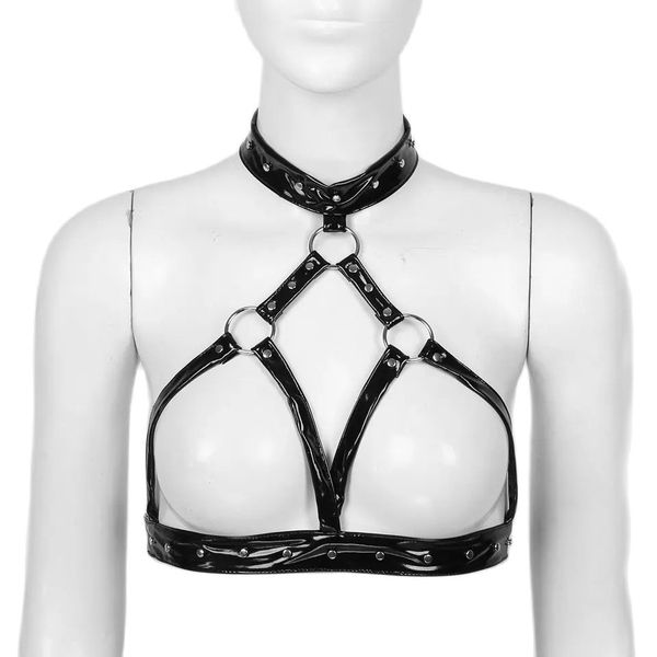 girls bright pvc patent leather bra hanging neck and open chest bras for nightclub party, Black;white
girls bright pvc patent leather bra hanging neck and open chest bras for nightclub party, Black;white