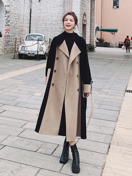fur lanmrem contrast color woolen belt coats for women lapel double breasted loose fashion streetwear clothing autumn winter 2r6405, Black
fur lanmrem contrast color woolen belt coats for women lapel double breasted loose fashion streetwear clothing autumn winter 2r6405, Black