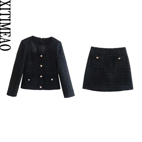 pants women fashion front metal button tweed cropped blazer coat vintage long sleeve female outerwear chic and hight waist skirt, White
pants women fashion front metal button tweed cropped blazer coat vintage long sleeve female outerwear chic and hight waist skirt, White