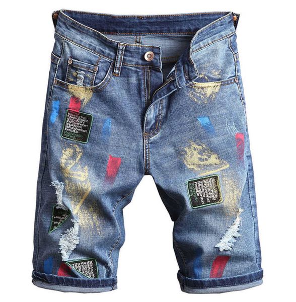 male 2023 mens ripped fashion embroidery jeans colored slim painted denim shorts straight summer holes pants sports trend fashion, Blue
male 2023 mens ripped fashion embroidery jeans colored slim painted denim shorts straight summer holes pants sports trend fashion, Blue