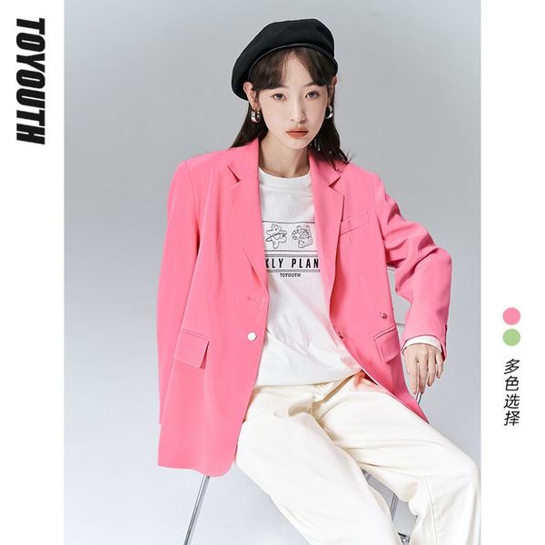pants toyouth women blazer with shoulder pads 2022 spring polo collar loose coats solid green pink single breasted casual outwear, White
pants toyouth women blazer with shoulder pads 2022 spring polo collar loose coats solid green pink single breasted casual outwear, White
